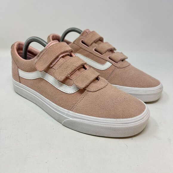 Vans Pink Suede Old Skool V Velcro Sneakers Womens 10 - Picture 4 of 10